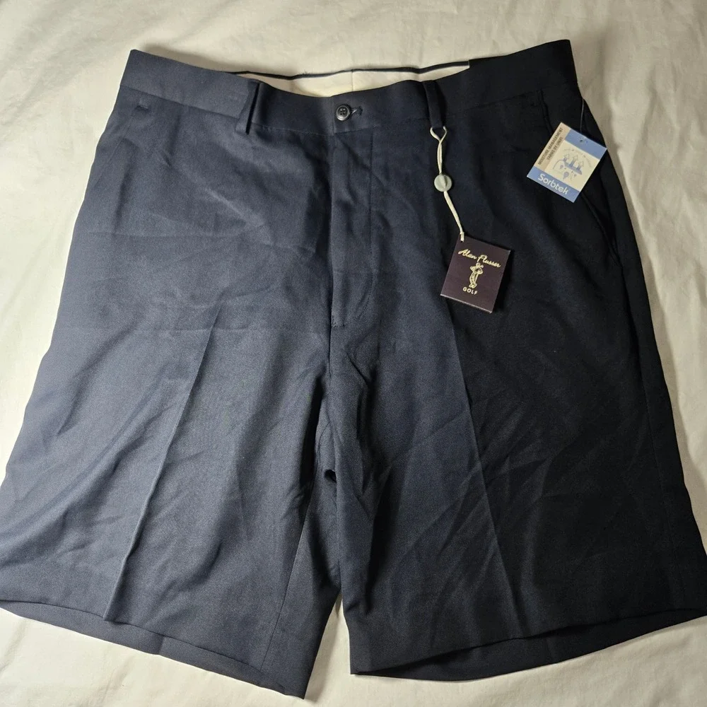 Alan Flusser Golf Mens Shorts Size 36 Navy Blue Sorbtek Moisture Wicking New‎